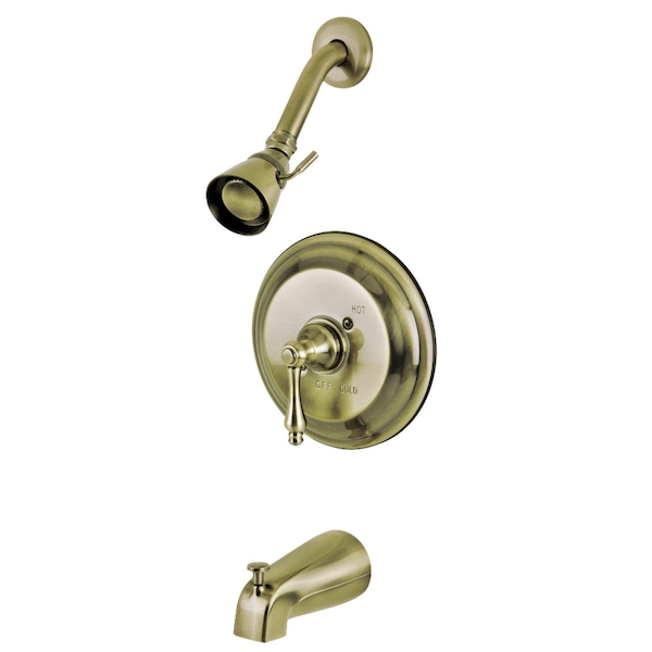 Tub and Shower Faucet, 3, Wall Mount, Antique Brass